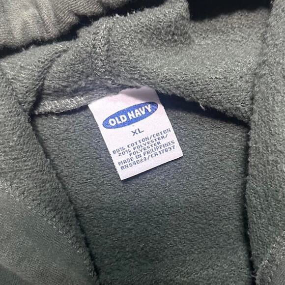 Vintage Y2K Old Navy Spellout Hoodie Mens XL Green White 2000s Basic Sweatshirt - Picture 3 of 4